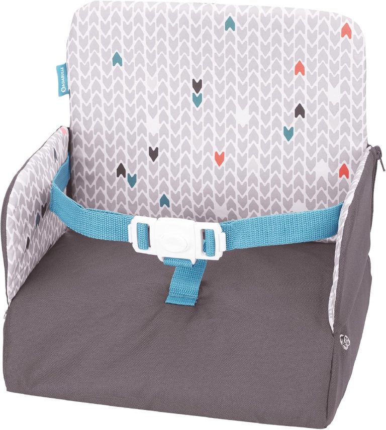 Badabulle Rehausseur de Chaise Enfant Yummy Travel, Nomade, Léger et Pliage Ultra Compact, Universel, Rangements Compartimentés Intégrés