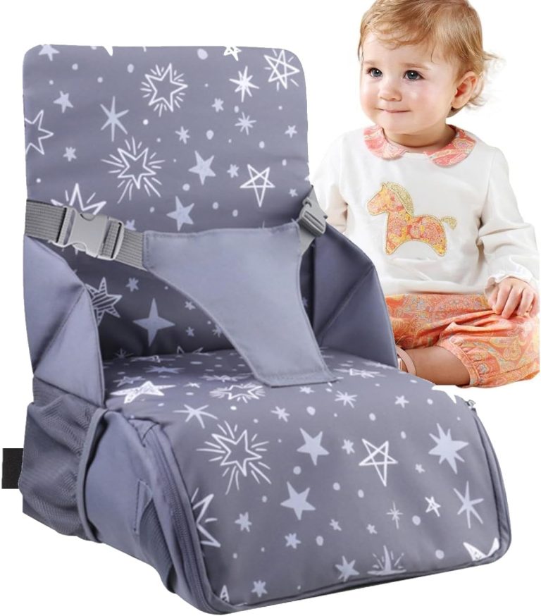 HEYOUTH Rehausseur Chaise Enfant, Chaise Nomade Bébé, Travel Booster avec Dossier haut, Ceinture de Sécurité, Rangements Compartimentés, jusqu'à 15 kg