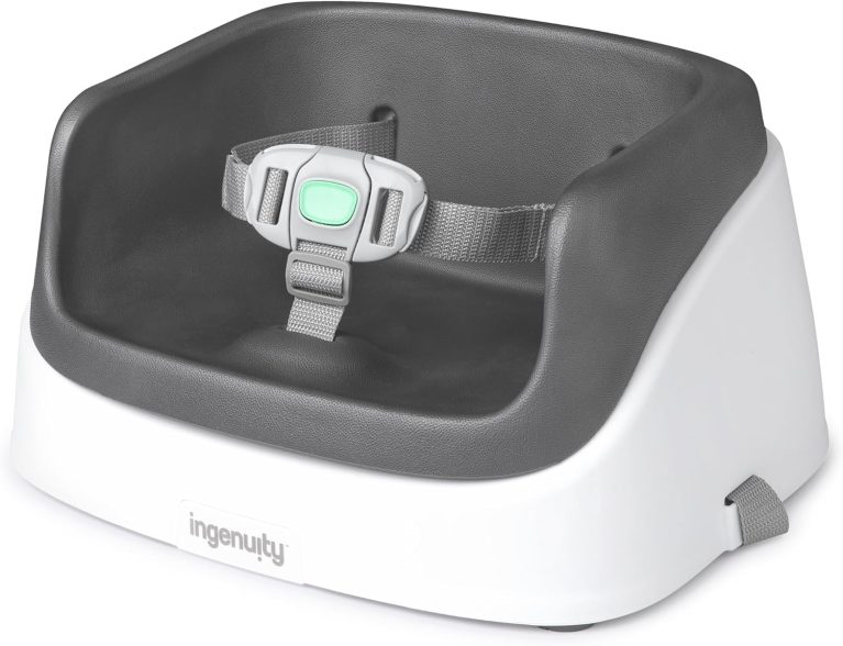 Ingenuity SmartClean, Siège Rehausseur de Chaise pour Bébé et Enfants, Harnais de Sécurité à 3 Points, Portable, Gris, à partir de 16 Mois