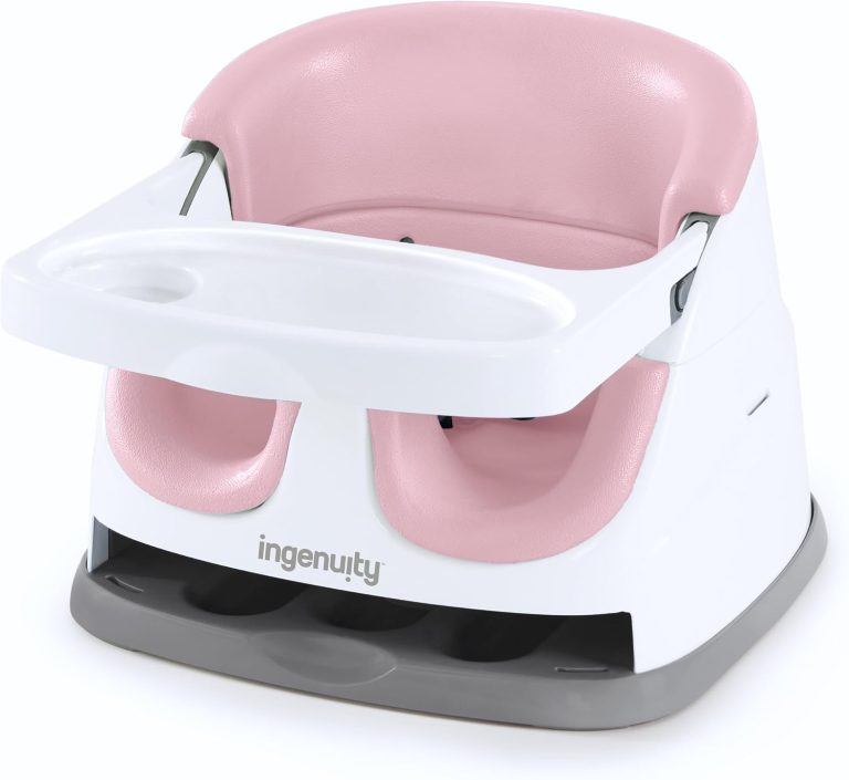 Ingenuity, Rehausseur de Chaise 2en1 pour Bébé et Enfants, Siège Evolutif, Harnais de Sécurité à 3 Points, Plateau Amovible, Portable et Facile à Nettoyer, Peony, 6-36 Mois