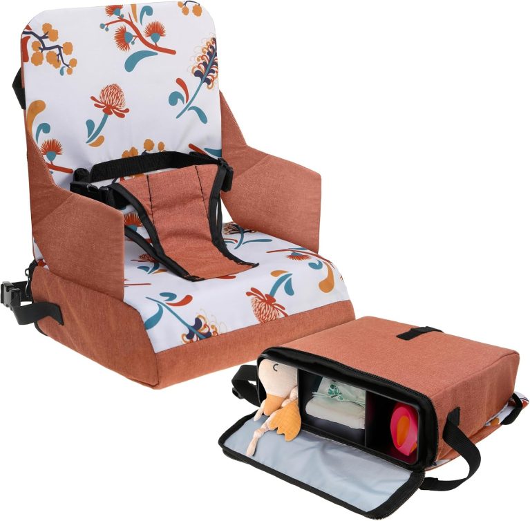 Dreambaby Siège rehausseur On-The-Go pour enfants – Chaise haute portable avec compartiments de rangement pratiques – S'adapte à la plupart des chaises de salle à manger – Léger, compact et facile à transporter